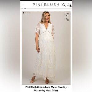 Pink Blush Cream Lace Mesh Overlay Maternity Maxi Dress Size XL
